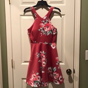 Pink floral semi formal dress